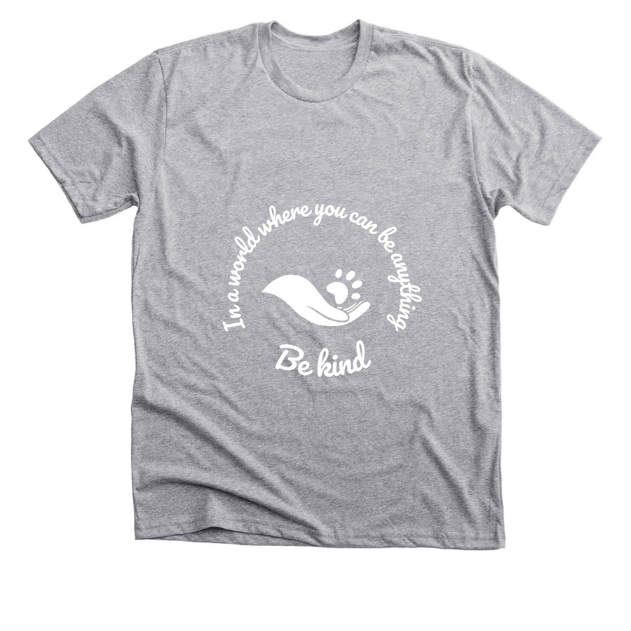 5205a469-427b-4aac-8455-556ef3ed63da Be Kind, a Dark Heather Grey Premium Unisex Tee