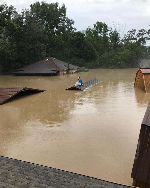 Teen wins hearts by putting her dog in floating container and swimming to nearby rooftop during Kentucky flood